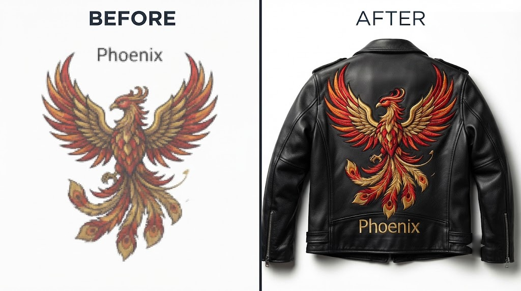 Full Back Jacket Design Before After